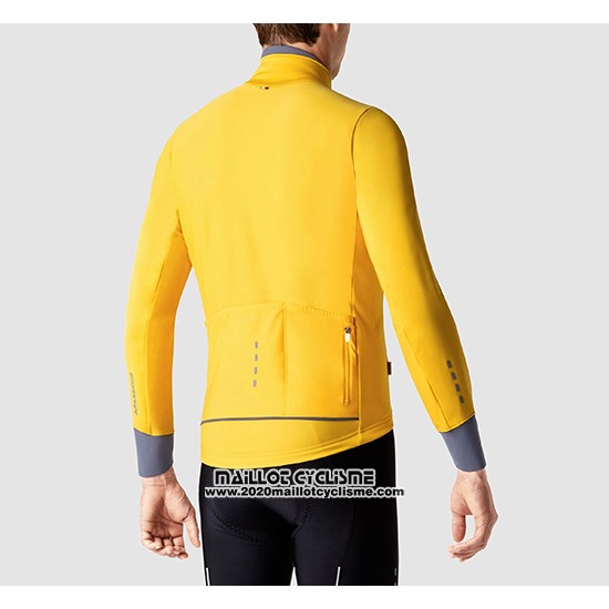 2019 Maillot Ciclismo La Passione Jaune Gris Manches Longues et Cuissard